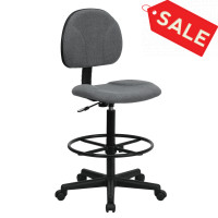 Flash Furniture Gray Fabric Ergonomic Drafting Stool (Adjustable Range 26’’- 30.5’’H or 22.5’’- 27’’H) BT-659-GRY-GG